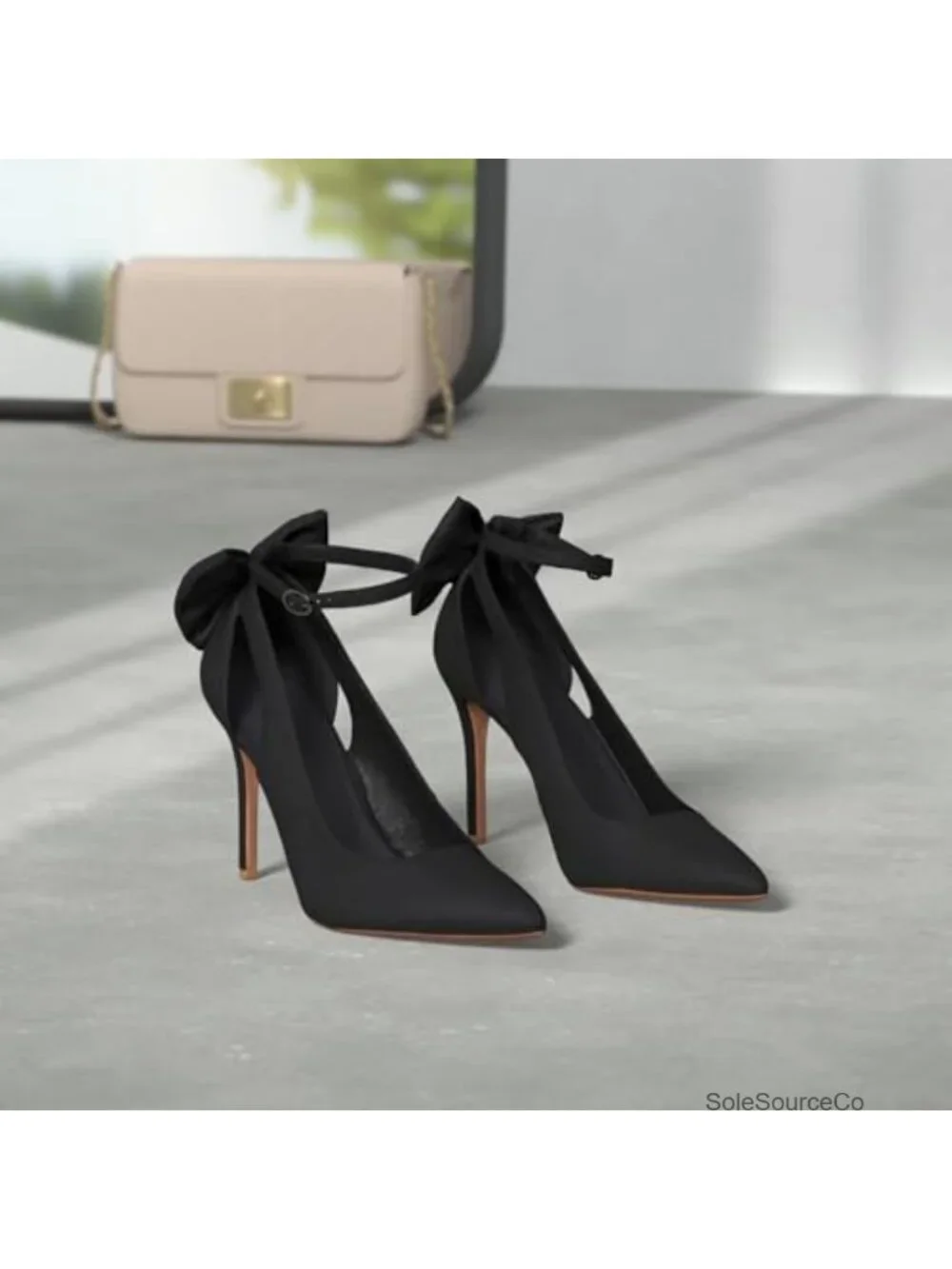 Women's Faux Suede Pointed Toe High Heel Ankle Strap D'Orsay Pumps Bow Heels